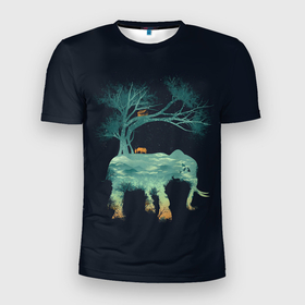 Мужская футболка 3D Slim с принтом Душа природы   Африка в Курске, 100% полиэстер с улучшенными характеристиками | приталенный силуэт, круглая горловина, широкие плечи, сужается к линии бедра | Тематика изображения на принте: арт | африка | дерево | деревья | жираф | закат | ночь | попугай | природа | птица | птицы | рисунок | слон