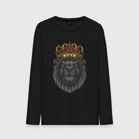 Мужской лонгслив хлопок с принтом Король лев Black , 100% хлопок |  | black | король | король лев | лев | львенок | львица | черный лев