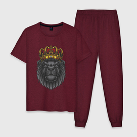 Мужская пижама хлопок с принтом Король лев Black , 100% хлопок | брюки и футболка прямого кроя, без карманов, на брюках мягкая резинка на поясе и по низу штанин
 | black | король | король лев | лев | львенок | львица | черный лев