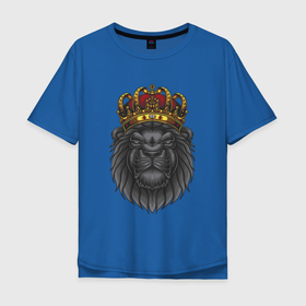 Мужская футболка хлопок Oversize с принтом Король лев Black , 100% хлопок | свободный крой, круглый ворот, “спинка” длиннее передней части | black | король | король лев | лев | львенок | львица | черный лев