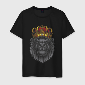 Мужская футболка хлопок с принтом Король лев Black , 100% хлопок | прямой крой, круглый вырез горловины, длина до линии бедер, слегка спущенное плечо. | black | король | король лев | лев | львенок | львица | черный лев