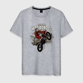 Мужская футболка хлопок с принтом Extreme Motocross в Курске, 100% хлопок | прямой крой, круглый вырез горловины, длина до линии бедер, слегка спущенное плечо. | extreme | extreme motocross | moto | motocross | мотокросс | мотоспорт | мотоцикл | мотоциклист