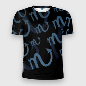 Мужская футболка 3D Slim с принтом Дерзкий Скорпион , 100% полиэстер с улучшенными характеристиками | приталенный силуэт, круглая горловина, широкие плечи, сужается к линии бедра | дерзкий скорпион | знак | знаки | минимализм | символ | скорпион