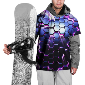 Накидка на куртку 3D с принтом Соты   3d в Новосибирске, 100% полиэстер |  | Тематика изображения на принте: 3d | 3д | арт | весна | зима | излучение | лето | линии | лучи | неон | осень | патерны | плиты | свет | светящиеся | соты | текстуры