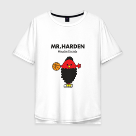 Мужская футболка хлопок Oversize с принтом Мистер Харден в Санкт-Петербурге, 100% хлопок | свободный крой, круглый ворот, “спинка” длиннее передней части | basketball | game | harden | nba | sport | баскетбол | баскетболист | игра | мяч | нба | спорт | спортсмен | харден