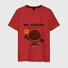 Мужская футболка хлопок с принтом Мистер Джордан , 100% хлопок | прямой крой, круглый вырез горловины, длина до линии бедер, слегка спущенное плечо. | basketball | bulls | chicago | game | jordan | michael | nba | sport | баскетбол | баскетболист | буллс | джордан | игра | майкл | мяч | нба | спорт | спортсмен | чикаго