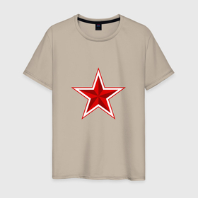 Мужская футболка хлопок с принтом Звезда ВС РФ в Тюмени, 100% хлопок | прямой крой, круглый вырез горловины, длина до линии бедер, слегка спущенное плечо. | армия | вс | вс рф | звезда | патриот | россия | рф