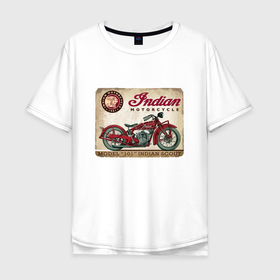 Мужская футболка хлопок Oversize с принтом Indian motorcycle   1901 в Белгороде, 100% хлопок | свободный крой, круглый ворот, “спинка” длиннее передней части | engine | indian | motorcycle | retro | двигатель | индеец | мотоцикл | ретро