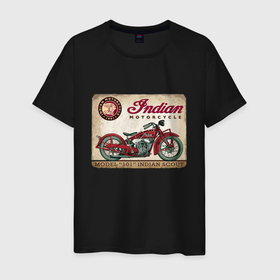 Мужская футболка хлопок с принтом Indian motorcycle   1901 в Санкт-Петербурге, 100% хлопок | прямой крой, круглый вырез горловины, длина до линии бедер, слегка спущенное плечо. | engine | indian | motorcycle | retro | двигатель | индеец | мотоцикл | ретро