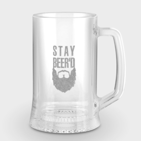 Кружка пивная с гравировкой с принтом Stay Beer d ,  |  | борода | гравировка | мужик | мужчина | надписи | надпись