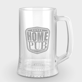 Кружка пивная с гравировкой с принтом Home pub emblem ,  |  | bar | home | home pub | pub | бар | гравировка | домашний паб | надписи | паб | цитаты