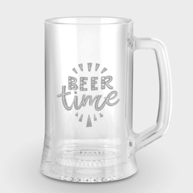 Кружка пивная с гравировкой с принтом Beer  time ,  |  | beer | beer time | time | гравировка | надписи | цитаты