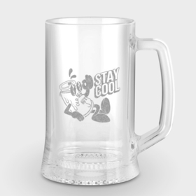 Кружка пивная с гравировкой с принтом Can of beer Stay cool в Тюмени,  |  | Тематика изображения на принте: beer | engraving | stay cool | гравировка | надписи | цитаты