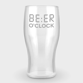 Бокал пивной с гравировкой с принтом BE:ER o clock ,  |  | beer | clock | engraving | гравировка | надписи | цитаты