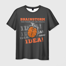 Мужская футболка 3D с принтом Мозговой Штурм (Brainstorm) в Екатеринбурге, 100% полиэфир | прямой крой, круглый вырез горловины, длина до линии бедер | css код | javascript | programmer | айтишник | арбитражник | бос | вебмастер | верстальщик | гений | идея | интернет сеть | интернет технологии | информатика | ит специалист | матрица | мозг | мысль | программист