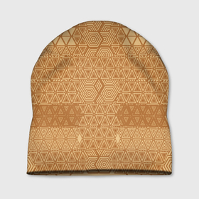 Шапка 3D с принтом Геометрический узор абстрактный ритм в Тюмени, 100% полиэстер | универсальный размер, печать по всей поверхности изделия | абстракция | беж | геометрия | коричневый | треугольники | фигуры | шестиугольник