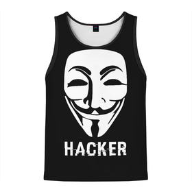 Мужская майка 3D с принтом HACKER (Маска V) в Белгороде, 100% полиэстер | круглая горловина, приталенный силуэт, длина до линии бедра. Пройма и горловина окантованы тонкой бейкой | anonymous | guy fawkes | hacker | programmer | vendetta | айтишник | анонимус | бинарный код | вебмастер | вендетта | гай фокс | интернет технологии | информатика | ит специалист | маска v | маска гая фокса | матрица