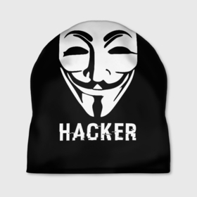 Шапка 3D с принтом HACKER (Маска V) в Новосибирске, 100% полиэстер | универсальный размер, печать по всей поверхности изделия | anonymous | guy fawkes | hacker | programmer | vendetta | айтишник | анонимус | бинарный код | вебмастер | вендетта | гай фокс | интернет технологии | информатика | ит специалист | маска v | маска гая фокса | матрица