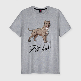 Мужская футболка хлопок Slim с принтом Fearless Pit Bull в Курске, 92% хлопок, 8% лайкра | приталенный силуэт, круглый вырез ворота, длина до линии бедра, короткий рукав | dog | ears | muzzle | pit bull | tail | пёс | питбуль | собака | уши | хвост