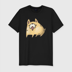Мужская футболка хлопок Slim с принтом Веселая  собачка в Санкт-Петербурге, 92% хлопок, 8% лайкра | приталенный силуэт, круглый вырез ворота, длина до линии бедра, короткий рукав | веселая собачка | пес | песик | собака | собачка