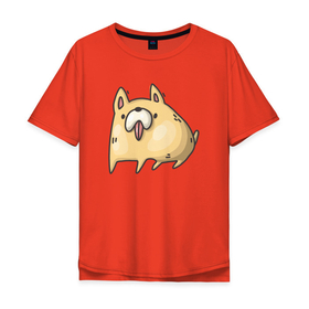 Мужская футболка хлопок Oversize с принтом Веселая  собачка в Белгороде, 100% хлопок | свободный крой, круглый ворот, “спинка” длиннее передней части | веселая собачка | пес | песик | собака | собачка