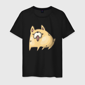 Мужская футболка хлопок с принтом Веселая  собачка , 100% хлопок | прямой крой, круглый вырез горловины, длина до линии бедер, слегка спущенное плечо. | Тематика изображения на принте: веселая собачка | пес | песик | собака | собачка
