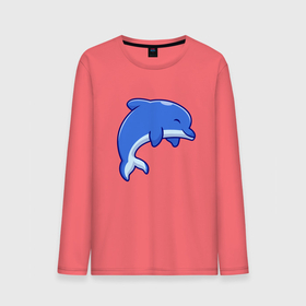Мужской лонгслив хлопок с принтом Маленький дельфинёнок в Тюмени, 100% хлопок |  | dolphin | fin | smile | tail | дельфин | плавник | улыбка | хвост