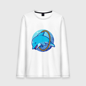 Мужской лонгслив хлопок с принтом Дрессированный дельфинчик , 100% хлопок |  | dolphin | hoop | ocean | sea | дельфин | море | обруч | океан