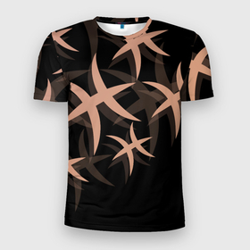 Мужская футболка 3D Slim с принтом Вдумчивая Рыба в Кировске, 100% полиэстер с улучшенными характеристиками | приталенный силуэт, круглая горловина, широкие плечи, сужается к линии бедра | абстракция | знак | знаки | минимализм | рыба | символы