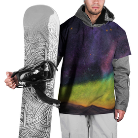 Накидка на куртку 3D с принтом Горный пейзаж со звёздным небом и северным сиянием by Apkx в Тюмени, 100% полиэстер |  | apkx | aurora | night | stars | аркх | горы | звёзды | ночь | пейзаж | северное сияние