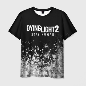 Мужская футболка 3D с принтом DYING LIGHT 2 + Краска в Курске, 100% полиэфир | прямой крой, круглый вырез горловины, длина до линии бедер | dying | dying light 2 | dyinglight 2 | dyinglight2 | game | games | horror | light | survival | zombie | выживание | даинг | даинг лайт 2 | даинглайт 2 | даинглайт2 | зомби | игра | игры | краска | краски | лайт | лого | логотип | логотипы