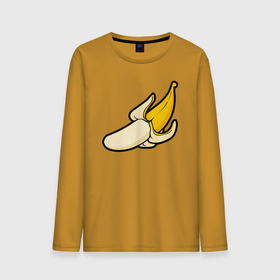 Мужской лонгслив хлопок с принтом Почисть банан , 100% хлопок |  | банан | желтый | лето | прикол | фрукты | юмор