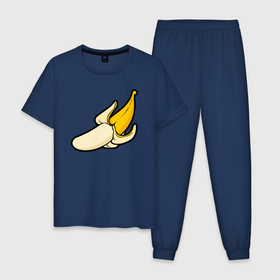 Мужская пижама хлопок с принтом Почисть банан в Курске, 100% хлопок | брюки и футболка прямого кроя, без карманов, на брюках мягкая резинка на поясе и по низу штанин
 | банан | желтый | лето | прикол | фрукты | юмор