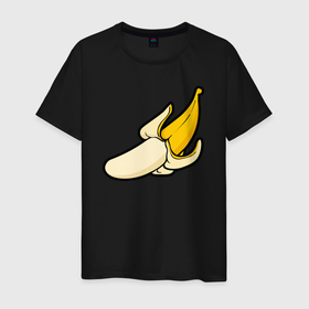 Мужская футболка хлопок с принтом Почисть банан в Курске, 100% хлопок | прямой крой, круглый вырез горловины, длина до линии бедер, слегка спущенное плечо. | банан | желтый | лето | прикол | фрукты | юмор