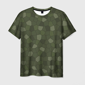 Мужская футболка 3D с принтом Камуфляжная мозаика   Хаки , 100% полиэфир | прямой крой, круглый вырез горловины, длина до линии бедер | Тематика изображения на принте: military | армейский стиль | военный стиль | камуфляж | коричнево зелёный цвет | милитари | мозаика | хаки