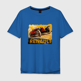 Мужская футболка хлопок Oversize с принтом Renault   Racing   Retro в Санкт-Петербурге, 100% хлопок | свободный крой, круглый ворот, “спинка” длиннее передней части | Тематика изображения на принте: car | racing | renault | retro | автомобиль | гонка | рено | ретро