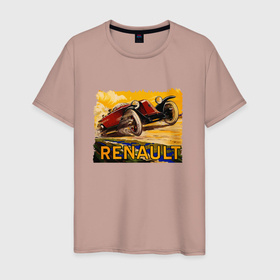 Мужская футболка хлопок с принтом Renault   Racing   Retro в Петрозаводске, 100% хлопок | прямой крой, круглый вырез горловины, длина до линии бедер, слегка спущенное плечо. | car | racing | renault | retro | автомобиль | гонка | рено | ретро