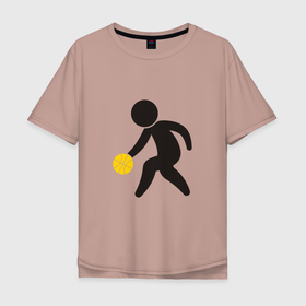 Мужская футболка хлопок Oversize с принтом Ball Life в Петрозаводске, 100% хлопок | свободный крой, круглый ворот, “спинка” длиннее передней части | basketball | game | nba | sport | баскетбол | баскетболист | игра | мяч | нба | спорт | спортсмен