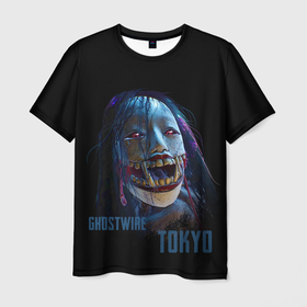 Мужская футболка 3D с принтом Ghostwire Tokyo. в Екатеринбурге, 100% полиэфир | прямой крой, круглый вырез горловины, длина до линии бедер | ghostwire | демон | женщина | игра | надпись | название | токио | япония