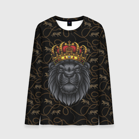 Мужской лонгслив 3D с принтом Король лев  Black , 100% полиэстер | длинные рукава, круглый вырез горловины, полуприлегающий силуэт | black | король | король лев | лев | львенок | львица | черный лев