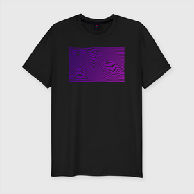 Мужская футболка хлопок Slim с принтом Purple wave в Курске, 92% хлопок, 8% лайкра | приталенный силуэт, круглый вырез ворота, длина до линии бедра, короткий рукав | Тематика изображения на принте: minimalizm | purple | абстракция | геометрия | минимализм | фиолетовый