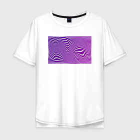 Мужская футболка хлопок Oversize с принтом Purple wave , 100% хлопок | свободный крой, круглый ворот, “спинка” длиннее передней части | Тематика изображения на принте: minimalizm | purple | абстракция | геометрия | минимализм | фиолетовый