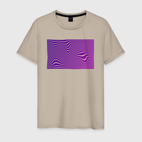 Мужская футболка хлопок с принтом Purple wave в Екатеринбурге, 100% хлопок | прямой крой, круглый вырез горловины, длина до линии бедер, слегка спущенное плечо. | minimalizm | purple | абстракция | геометрия | минимализм | фиолетовый