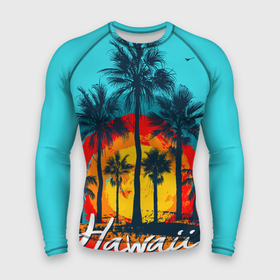 Мужской рашгард 3D с принтом Hawaii  Солнце, Пальмы ,  |  | Тематика изображения на принте: beach | hawaii | palm trees | sea | summer | sun | travel | vacation | лето | море | отдых | отпуск | пальмы | пляж | путешествия | солнце