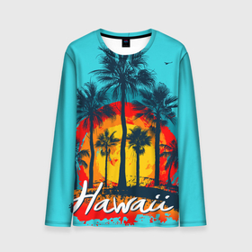 Мужской лонгслив 3D с принтом Hawaii | Солнце, Пальмы в Кировске, 100% полиэстер | длинные рукава, круглый вырез горловины, полуприлегающий силуэт | beach | hawaii | palm trees | sea | summer | sun | travel | vacation | лето | море | отдых | отпуск | пальмы | пляж | путешествия | солнце