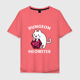 Мужская футболка хлопок Oversize с принтом Dungeon Meowster , 100% хлопок | свободный крой, круглый ворот, “спинка” длиннее передней части | cat | dungeon meowster | gamer master dnd | gamers | gaming nerds | котик