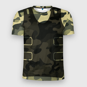 Мужская футболка 3D Slim с принтом Body Armor в Тюмени, 100% полиэстер с улучшенными характеристиками | приталенный силуэт, круглая горловина, широкие плечи, сужается к линии бедра | Тематика изображения на принте: армия | бронижелет | военный | камуфляж | хаки