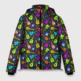 Мужская зимняя куртка 3D с принтом Разноцветные Гитары , верх — 100% полиэстер; подкладка — 100% полиэстер; утеплитель — 100% полиэстер | длина ниже бедра, свободный силуэт Оверсайз. Есть воротник-стойка, отстегивающийся капюшон и ветрозащитная планка. 

Боковые карманы с листочкой на кнопках и внутренний карман на молнии. | Тематика изображения на принте: anarchy | garage | hard rock | metal | music | punk rock | punks not dead | rock music | rocker | rocknroll | анархия | гаражный рок | гитара | гранж | металл | музыка | панк рок | рок музыка | рок н ролл | рокер | трэш метал | тяжелый рок | хард рок