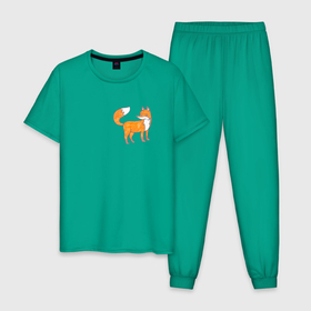 Мужская пижама хлопок с принтом Нарисованная фломастерами лиса в Санкт-Петербурге, 100% хлопок | брюки и футболка прямого кроя, без карманов, на брюках мягкая резинка на поясе и по низу штанин
 | cute | fox | foxy | ginger | orange | what does the fox say | детский рисунок | зверек | зверь | лис | лиса | лисица | лисичка | милашка | милота | нарисованно | рыжая | рыжик | рыжуля | фломастеры | фыр фыр