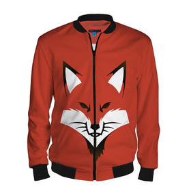 Мужской бомбер 3D с принтом Рыжая серьезная лиса в Новосибирске, 100% полиэстер | застегивается на молнию, по бокам два кармана без застежек, по низу бомбера и на воротнике - эластичная резинка | cute | fox | foxy | ginger | orange | what does the fox say | зверек | зверь | лис | лиса | лисица | лисичка | милашка | милота | рыжая | рыжик | рыжуля | фыр фыр